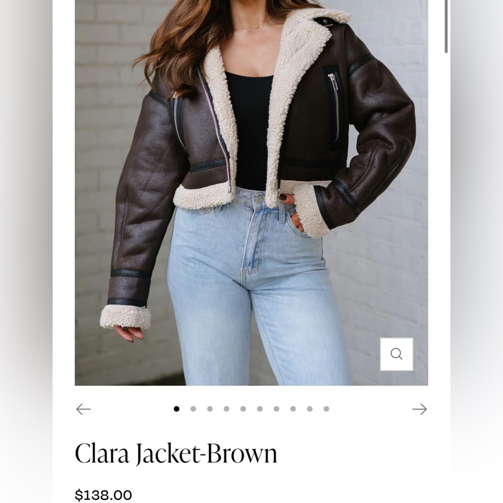LARA Brown Teddy Jacket with Cream Trim